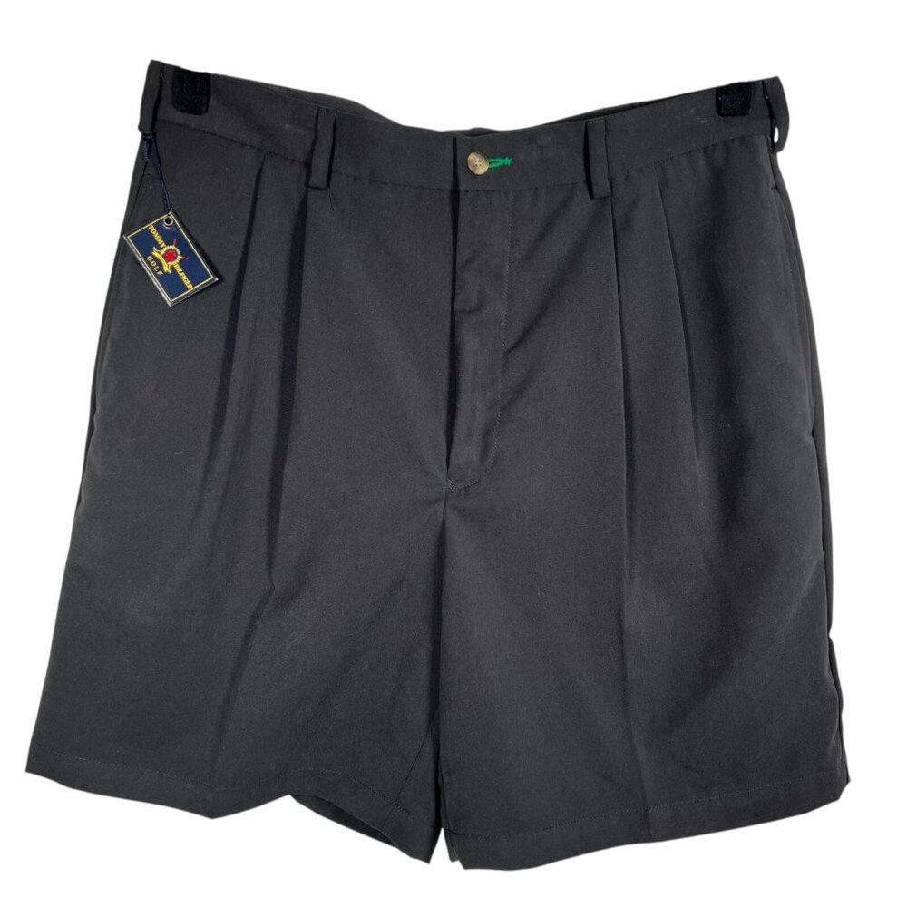 VTG Tommy Hilfiger Mens Gray High Rise Classic Fit Golf Pleated Shorts Size 36